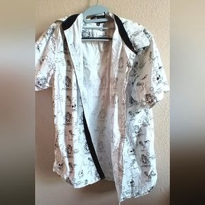 Skull and Rose Button Up